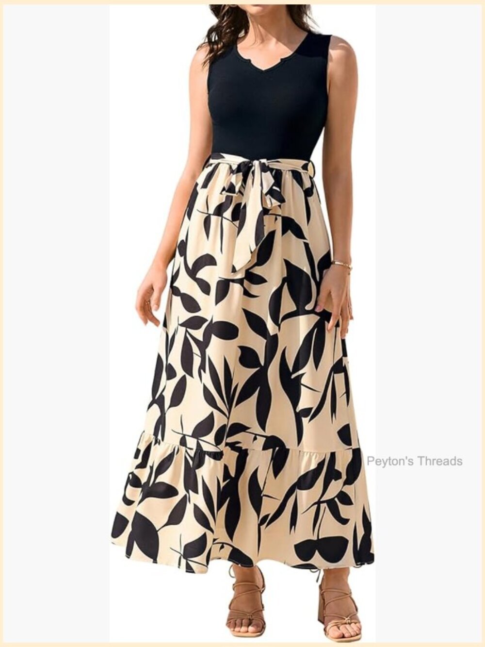 Sleeveless Maxi Dress Floral V Neck Tie Waist Long Formal Cocktail Dresses for